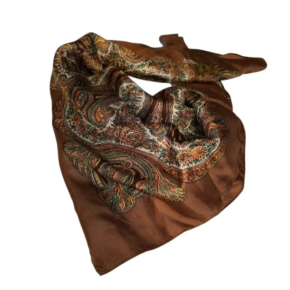 liberty of london classic 100% silk brown paisley scarf